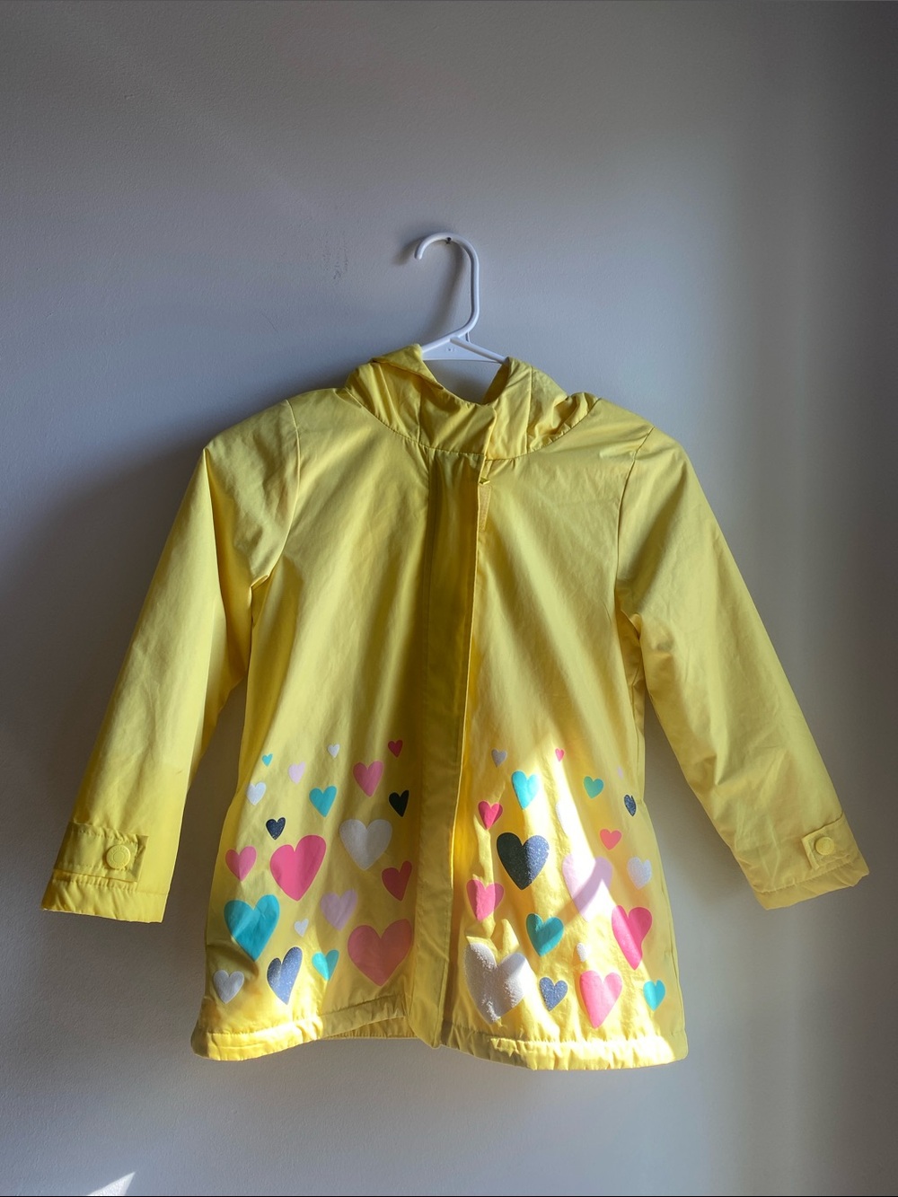 Carter’s Yellow Hooded Raincoat with Colorful Heart Print 6